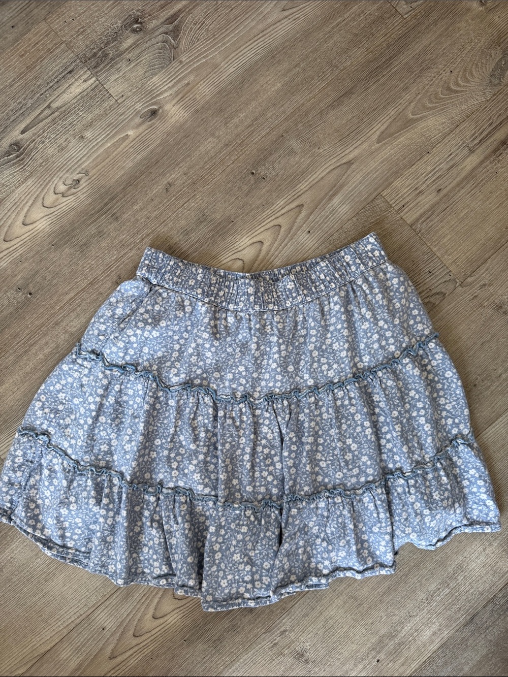 abercrombie kids Light Blue Floral Tiered Skirt